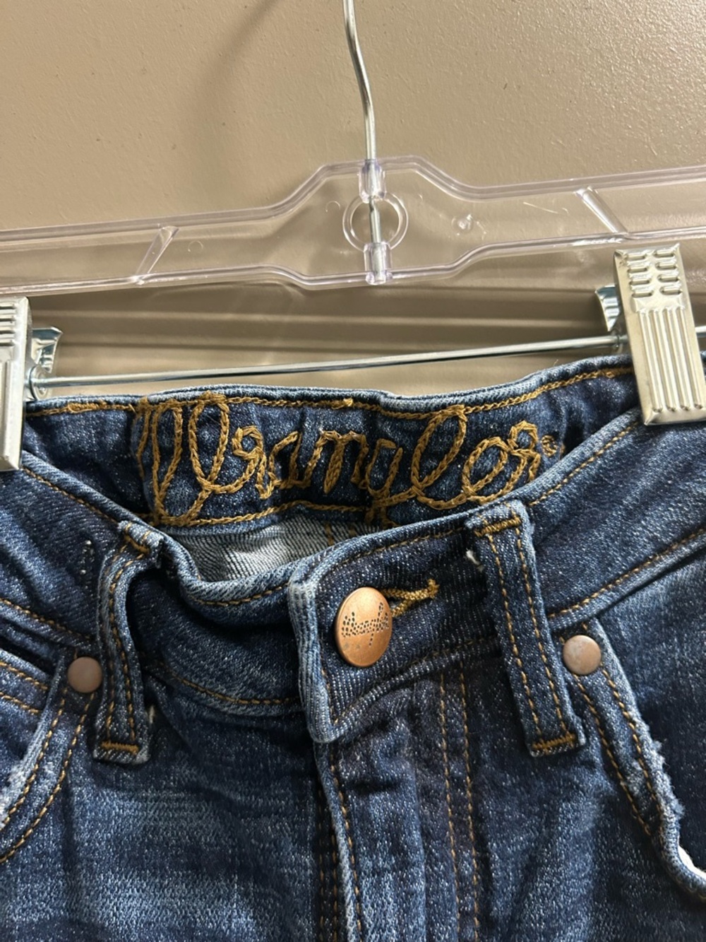 Wrangler High-Rise Flare Jeans in Dark Blue Denim - Picture 6 of 8